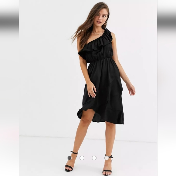 One Shoulder Ruffle Dress - Picture 1 of 3
